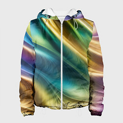 Куртка с капюшоном женская Радужная абстракция, цвет: 3D-белый