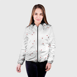 Куртка с капюшоном женская Эстетичные красные сердечки, цвет: 3D-черный — фото 2