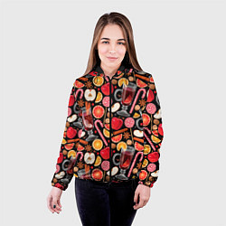 Куртка с капюшоном женская Глинтвейн с фруктами, цвет: 3D-черный — фото 2