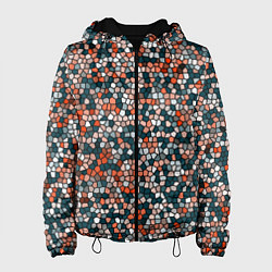 Женская куртка Красно-бирюзовый паттерн мелкая мозаика