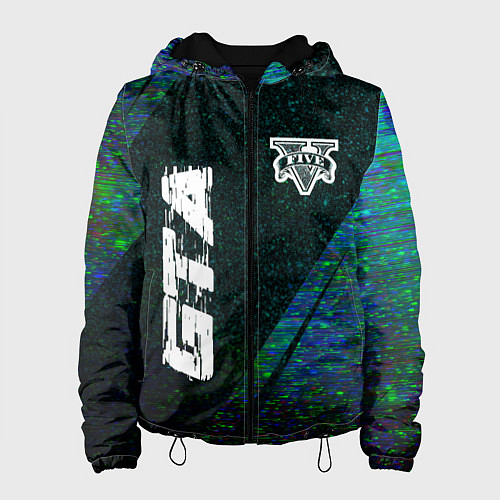 Женская куртка GTA glitch blue / 3D-Черный – фото 1