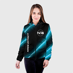 Куртка с капюшоном женская Mass Effect неоновые лампы, цвет: 3D-черный — фото 2