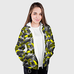 Куртка с капюшоном женская Шестиугольная текстура желтого камуфляжа, цвет: 3D-белый — фото 2