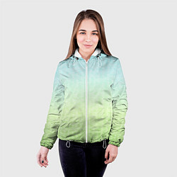 Куртка с капюшоном женская Tie-dye color gradient: blue-green, цвет: 3D-белый — фото 2