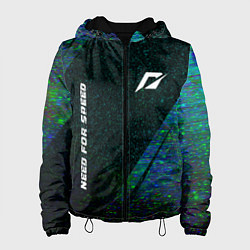 Куртка с капюшоном женская Need for Speed glitch blue, цвет: 3D-черный