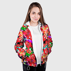 Куртка с капюшоном женская Пестрый цветочный узор, цвет: 3D-белый — фото 2