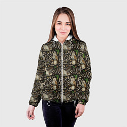 Куртка с капюшоном женская Совы в сосновом лесу, цвет: 3D-белый — фото 2