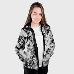 Куртка с капюшоном женская Старая газета, цвет: 3D-черный — фото 2