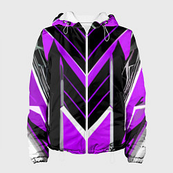 Женская куртка Фиолетово-серые полосы на чёрном фоне