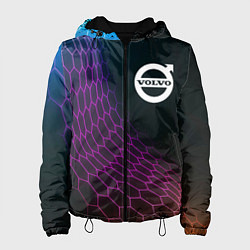 Куртка с капюшоном женская Volvo neon hexagon, цвет: 3D-черный