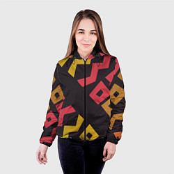 Куртка с капюшоном женская Абстракция - этно мотивы, цвет: 3D-черный — фото 2