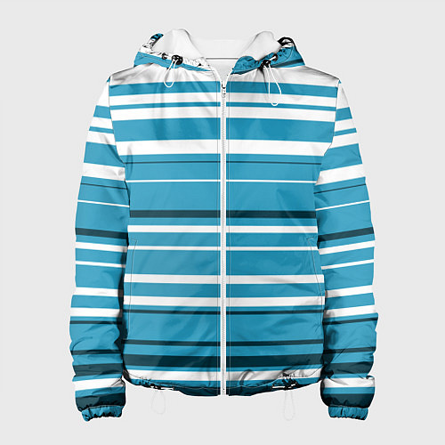 Женская куртка Бело-голубой в полоску / 3D-Белый – фото 1