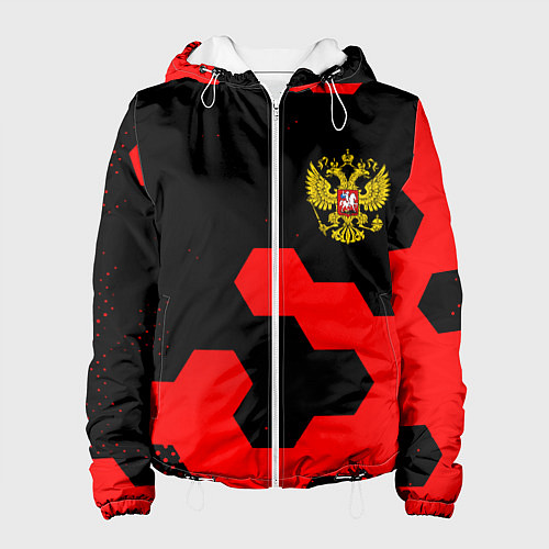 Женская куртка Герб РФ спортивный стиль соты / 3D-Белый – фото 1