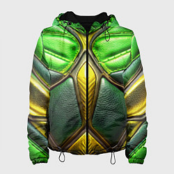 Женская куртка Зеленый текстурный костюм из кожи