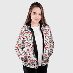 Куртка с капюшоном женская Котики держат сердечки, цвет: 3D-черный — фото 2
