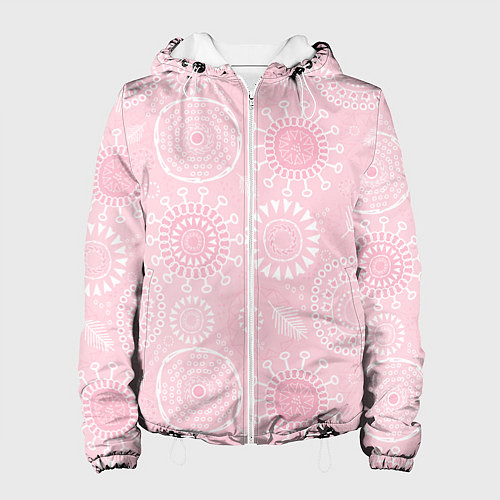 Женская куртка Розовый цветочный паттерн / 3D-Белый – фото 1
