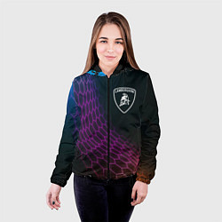 Куртка с капюшоном женская Lamborghini neon hexagon, цвет: 3D-черный — фото 2