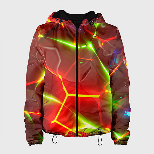 Женская куртка Неоновые красные плиты с ярким светом / 3D-Черный – фото 1