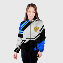 Куртка с капюшоном женская Россия геометрия текстура, цвет: 3D-черный — фото 2
