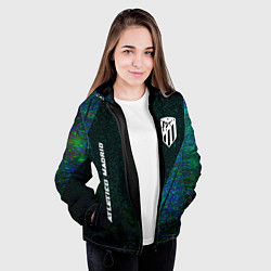 Куртка с капюшоном женская Atletico Madrid glitch blue, цвет: 3D-черный — фото 2