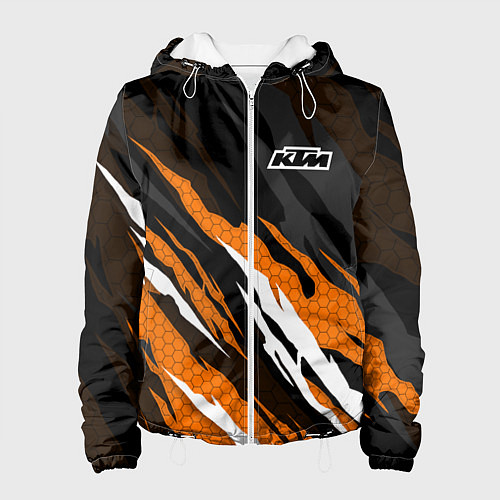 Женская куртка KTM - Рваный гексагон / 3D-Белый – фото 1