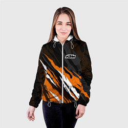 Куртка с капюшоном женская KTM - Рваный гексагон, цвет: 3D-белый — фото 2