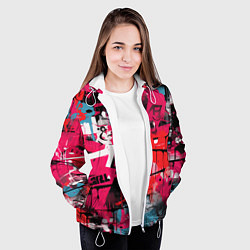 Куртка с капюшоном женская Красное граффити, цвет: 3D-белый — фото 2