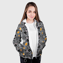 Куртка с капюшоном женская Котята на празднике хэллоуин, цвет: 3D-белый — фото 2