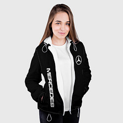 Куртка с капюшоном женская Mercedes benz logo white auto, цвет: 3D-белый — фото 2