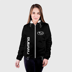 Куртка с капюшоном женская Subaru logo white, цвет: 3D-белый — фото 2