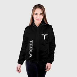 Куртка с капюшоном женская Tesla logo white, цвет: 3D-черный — фото 2
