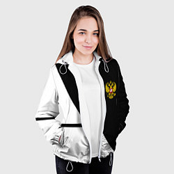 Куртка с капюшоном женская Герб РФ текстура спорт, цвет: 3D-белый — фото 2