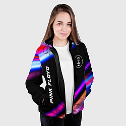 Куртка с капюшоном женская Pink Floyd neon rock lights, цвет: 3D-черный — фото 2