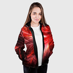 Куртка с капюшоном женская Перья феникса - абстракция, цвет: 3D-черный — фото 2
