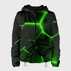 Женская куртка Темные зеленые неоновые плиты в разломе