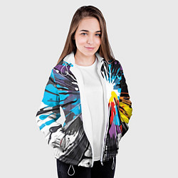 Куртка с капюшоном женская Кляксы краски - абстракция, цвет: 3D-белый — фото 2