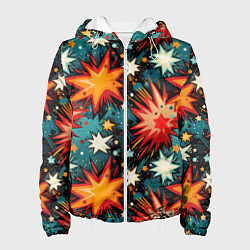 Куртка с капюшоном женская Граффити звёзды и космос, цвет: 3D-белый