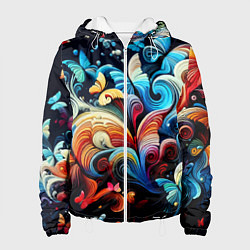 Женская куртка Бабочки и цветы в ночи - фантазия