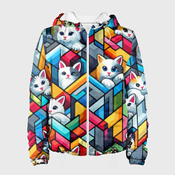 Женская куртка Геометрический паттерн с котятами - нейросеть