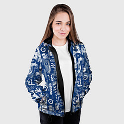 Куртка с капюшоном женская Маски туземные абстракция, цвет: 3D-черный — фото 2