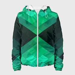 Куртка с капюшоном женская Изумрудная мозаика, цвет: 3D-белый