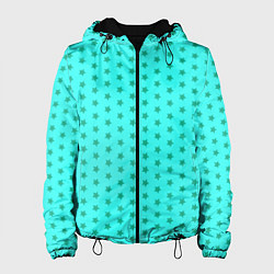 Женская куртка Паттерн неоновый циан со звездами