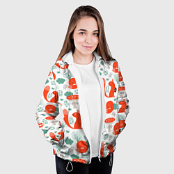 Куртка с капюшоном женская Узор лиса с белкой, цвет: 3D-белый — фото 2