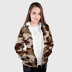 Куртка с капюшоном женская Коричневый камуфляж текстура, цвет: 3D-белый — фото 2