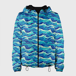 Женская куртка Абстрактный волнистый узор в синих тонах