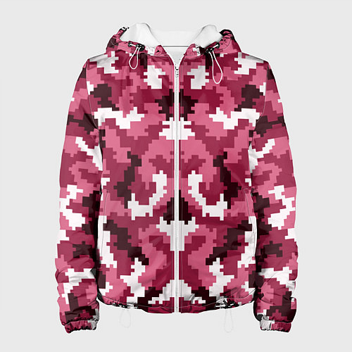 Женская куртка Розовые пиксели камуфляж / 3D-Белый – фото 1