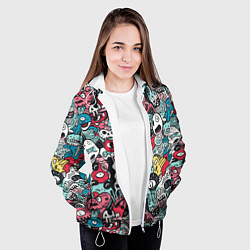 Куртка с капюшоном женская Дудл животные абстракция, цвет: 3D-белый — фото 2