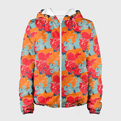 Женская куртка Красные синие оранжевые лилии