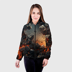 Куртка с капюшоном женская Эпичный взрыв из камней, цвет: 3D-черный — фото 2