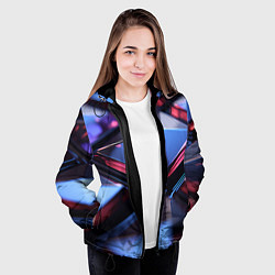 Куртка с капюшоном женская Абстрактные фиолетовые плиты со свечением, цвет: 3D-черный — фото 2